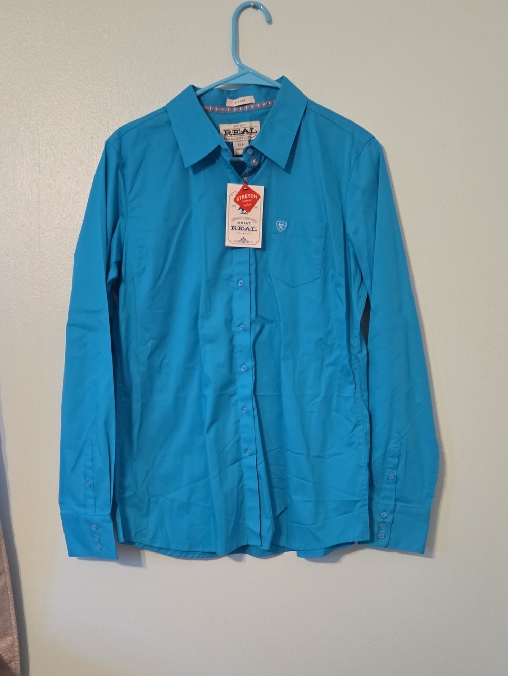 Ariat Stretch Long-Sleeve Dress Shirt in Turquoise Blue
